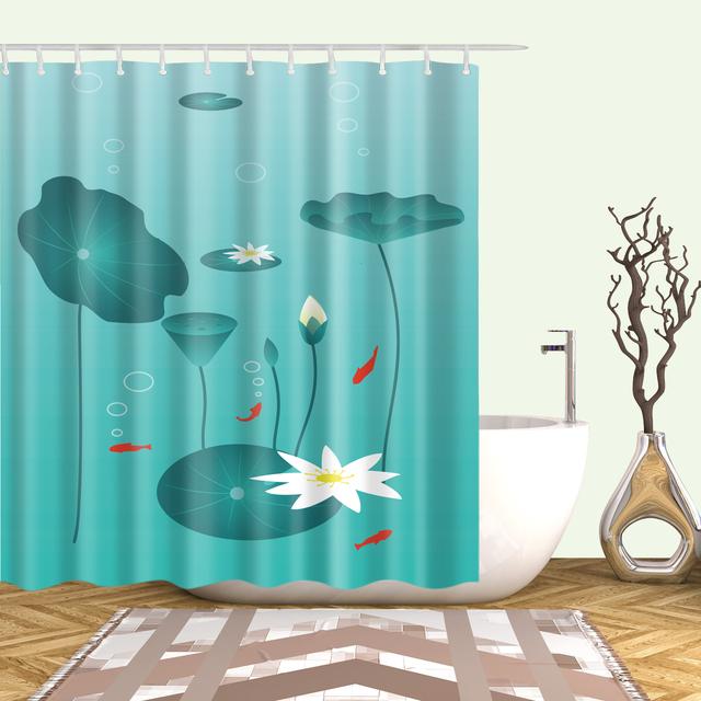 Chinese Style Flower Branch Landscape Shower Curtain 3D Printing Sunflower Bathroom Accessories Sets Waterproof Polyester Screen