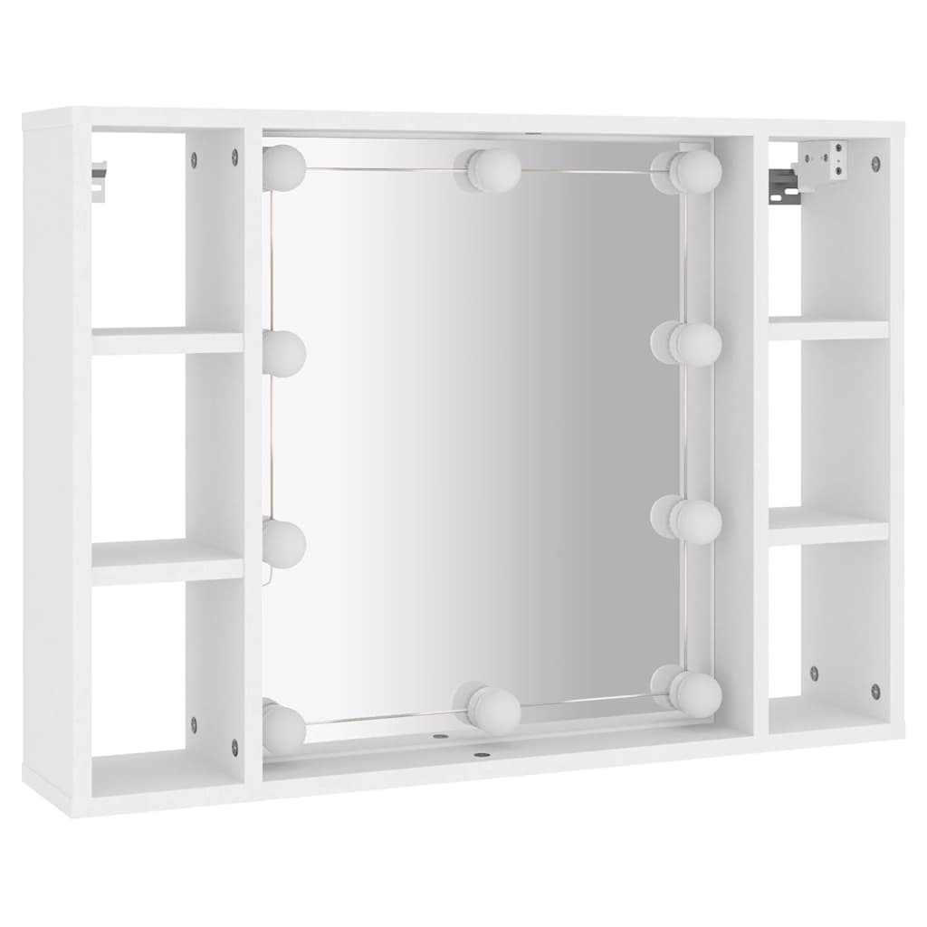 Vidaxl Szafka Z Lustrem I Oświetleniem Led, Biała, 76X15X55 Cm