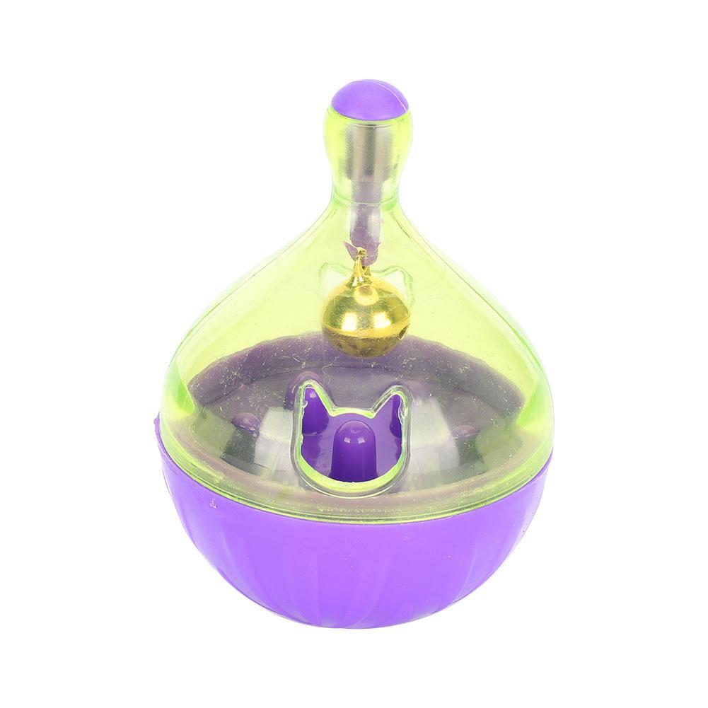 Fun Pet Bowl Feeder Roly Poly Food Leakage Ball Interactive Toy for Cat Dog Purple ABS