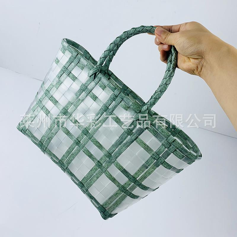 Jelly Woven Handbag Transparent Souvenir Basket Shopping Basket Beach Handbag Vacation Bento Jelly Bag