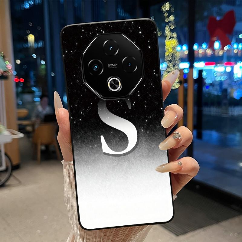 Anti-scratch Phone Case For Umidigi G100 Pro/G100 5G Soft Silicone Black Casing Lucky A-Z Letter With Flower Couple Shell