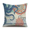Linen Pillowcase Hand-painted Marine Cotton Linen Coral Seahorse Starfish Octopus Home Soft Furnishing Cushion Cover