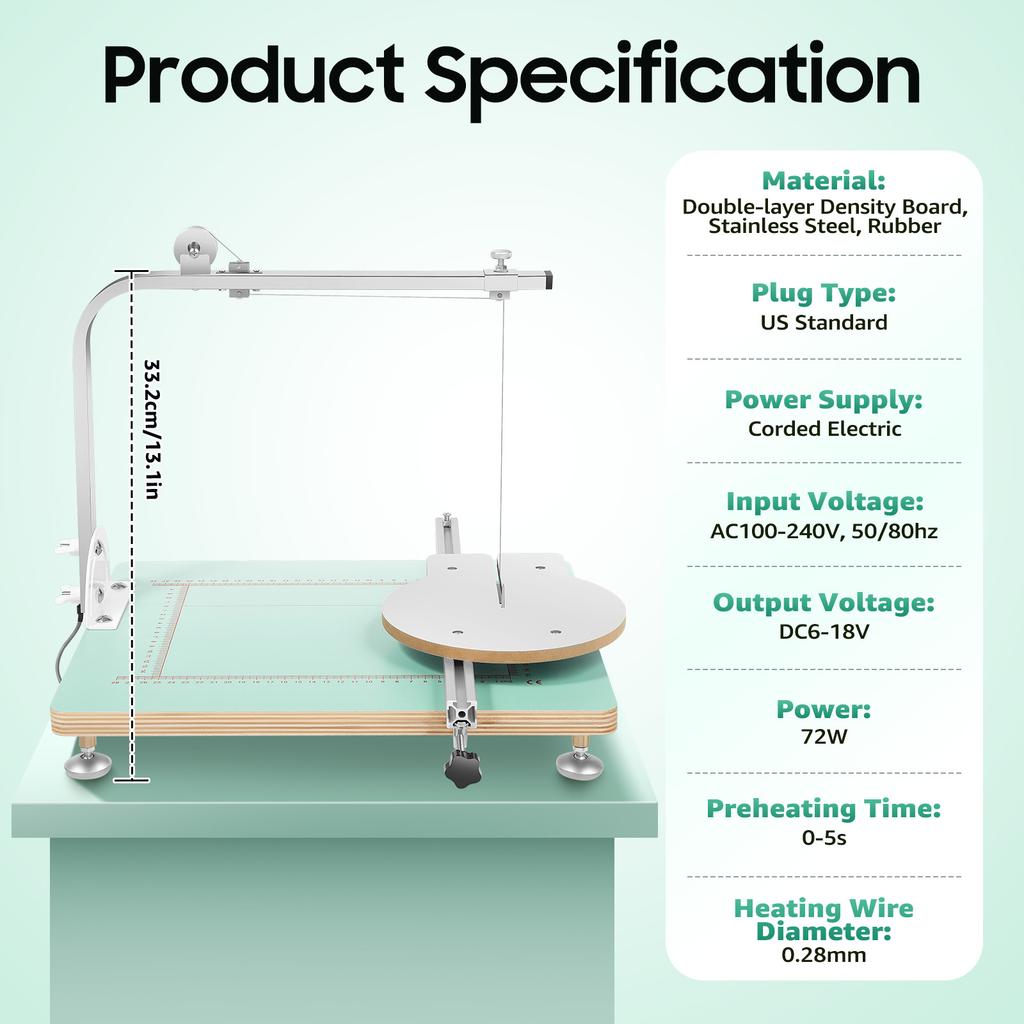 Машина для резки пенопласта проволокой, 72 Вт 6-18 В регулируемая температура 32-572°F для DIY поделок, точной резки губки, жемчужного хлопка, KT-доски