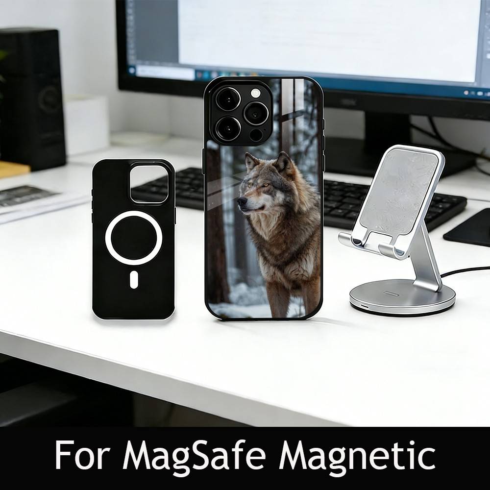 Savage Wolf Theme Phone Case For iPhone17,16,15,14,13,12,11 Plus,Pro Magnetic with Magsafe Wireless Charging