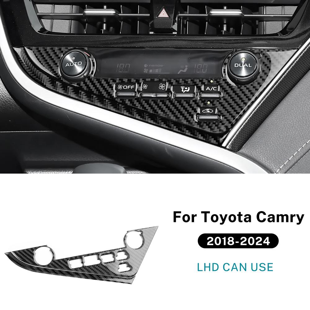 For Toyota Camry 2018 2019 2020 2021 2022 Real Soft Carbon Fiber LHD Car Central Control Button Frame Interior Trim Accessories