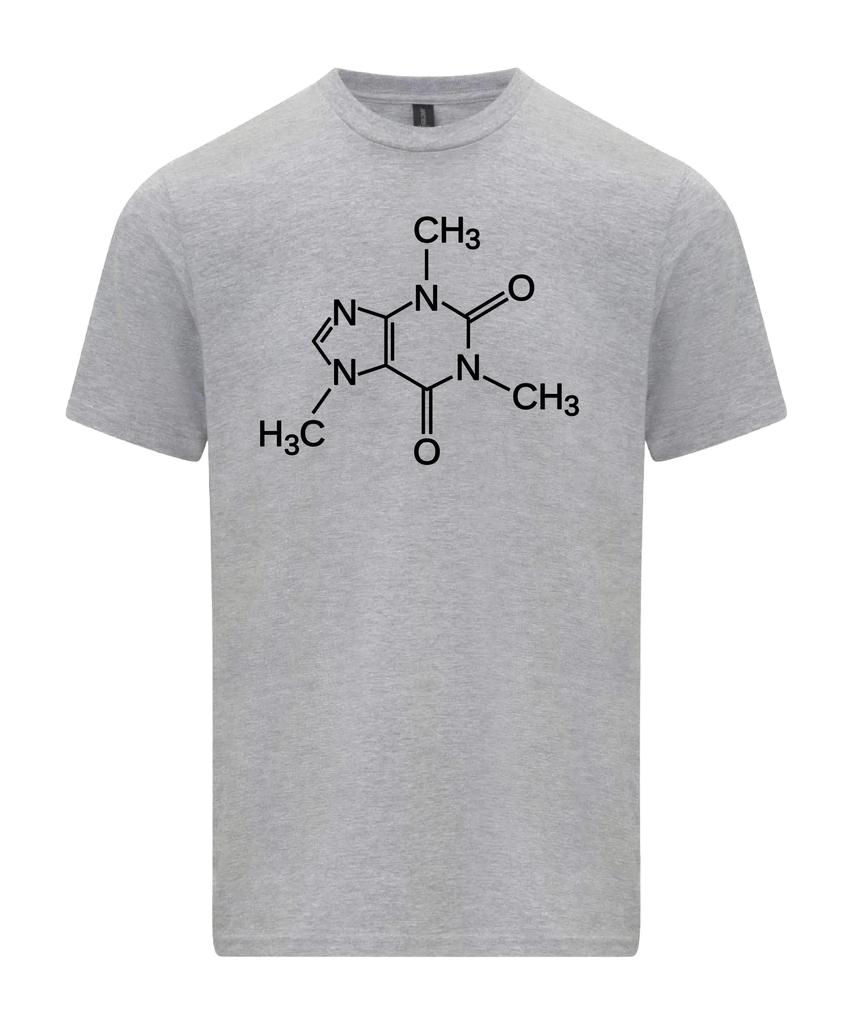 Футболка с молекулой кофеина, футболка с формулой скелета, графические футболки, ретро уличная одежда, футболка с коротким рукавом и круглым вырезом, мужская футболка