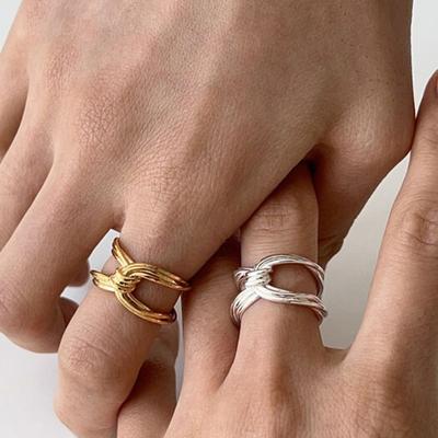 Mosxe [серебро 925 пробы] Кольцо с линейным узором (2color)