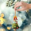 Knitted Christmas Tree Ornaments Mini Crochet Christmas Tree Hanging Pendant with Gold Jingle Bell for Holiday Home Party Decoration