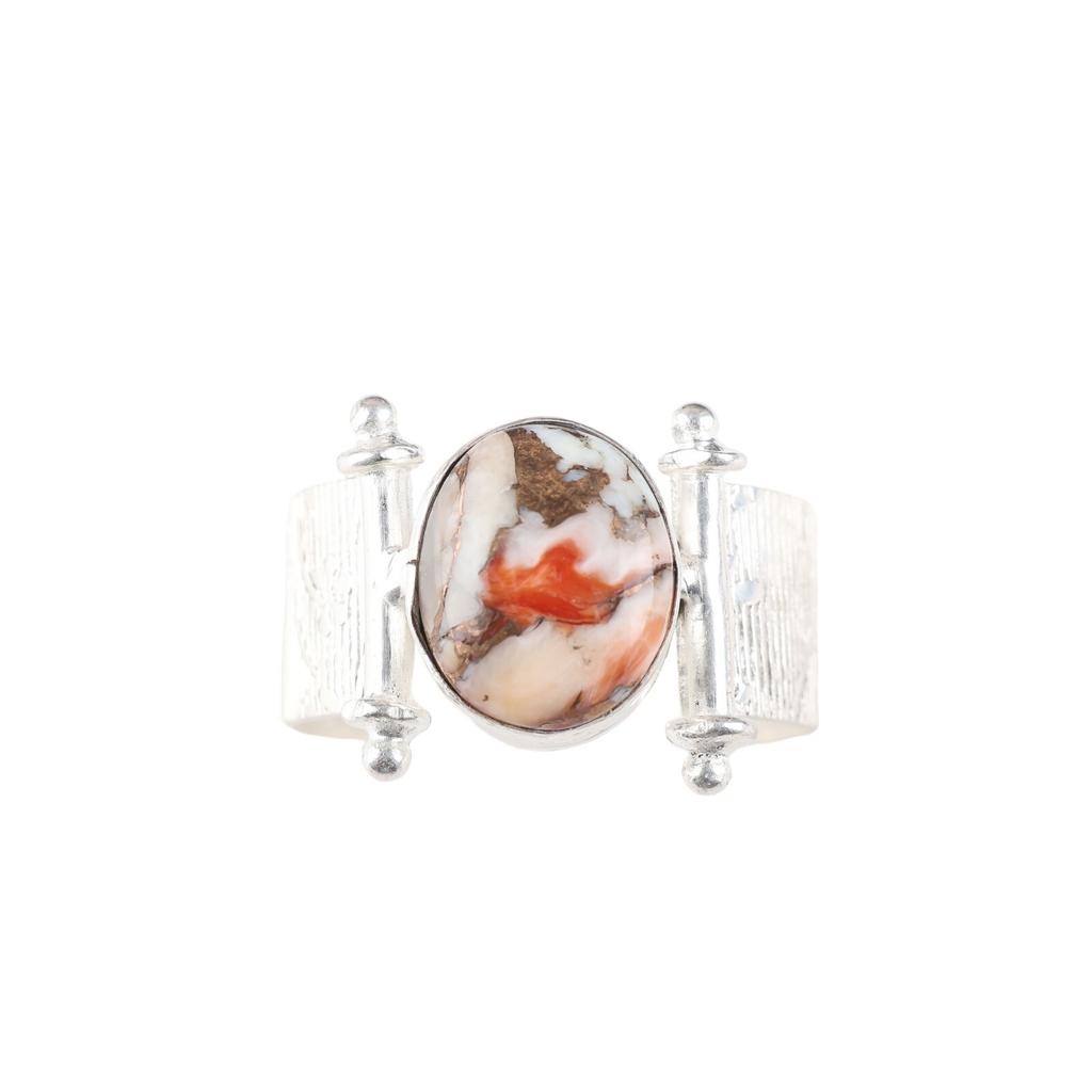 Rare Orange Copper Turquoise Gemstone 925 Sterling Silver Jewelry Handmade Ring RR-22-37