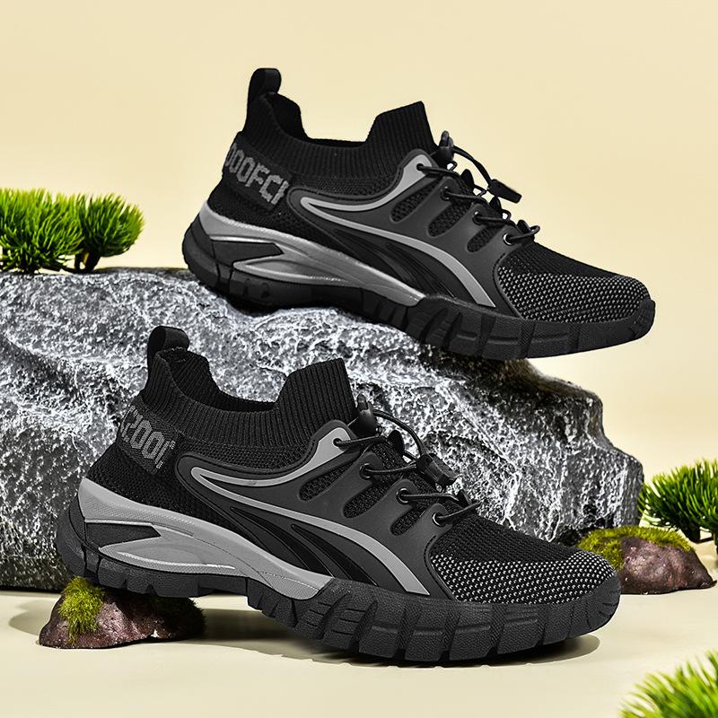 Мужские походные ботинки большого размера для улицы, сетка fly-knit, дышащие и быстросохнущие ботинки для ходьбы по ручьям, дикий кемпинг, обувь для брода, толстая подошва
