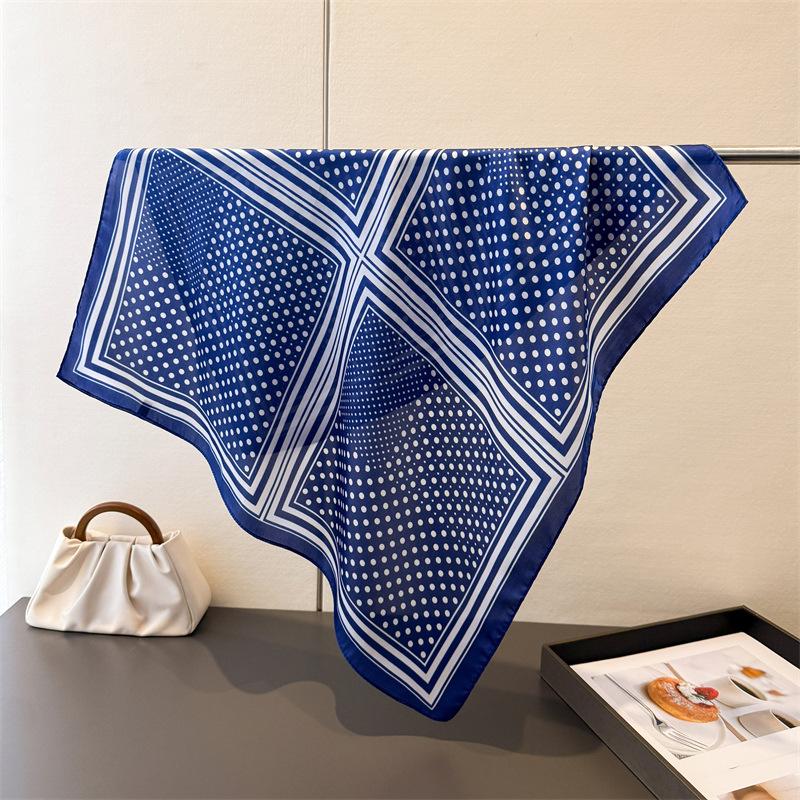 Polka Dot Printed Scarf Women's Spring and Summer Thin Imitation Silk Square Scarf Fashion Versatile Shawl Scarfs Headscarf