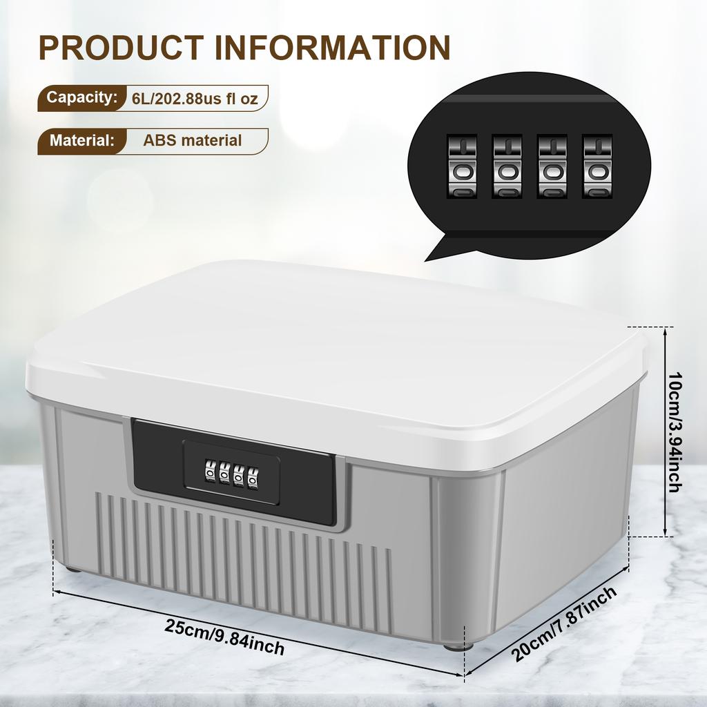 Сейф с кодовым замком, Домашний прочный органайзер для конфиденциальных документов и удостоверений личности, Вместительный, Запираемый, Настольный ящик для хранения