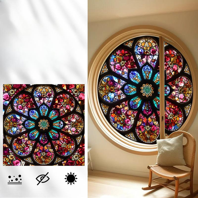 Self-adhesive European Vintage Stained Glass Film Window Anti-peeping Window Sticker Stained Glass Window Film Frosted / Etched