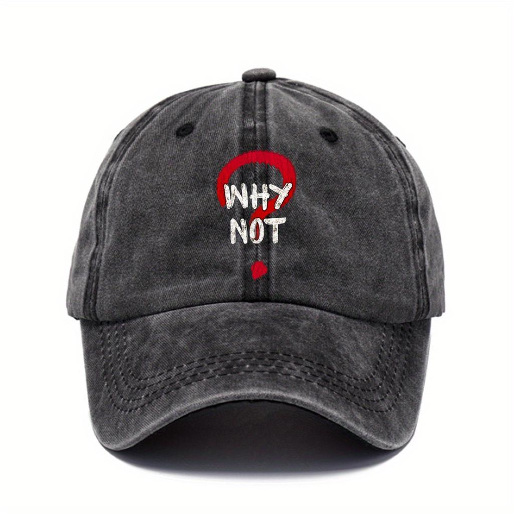 Why Not Question Mark Graphic Washed Baseball Cap Vintage Distressed Adjustable Sun Hat Casual Adult
