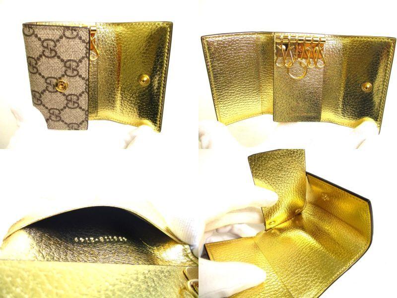 Authentic GUCCI Japan Limited GG Gold Leather Gold H/W 6 Pics Key Cases #a142 Refurbished