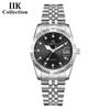 IIK Новые модные деловые женские часы для пар, простые водонепроницаемые кварцевые часы из нержавеющей стали GB967L