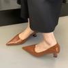 2025 Spring New Pointed Head Thin Heel Medium Heel Single Shoes Women's Shoes Thin High Heels Celebrity Style Work Commute Shallow Mouth