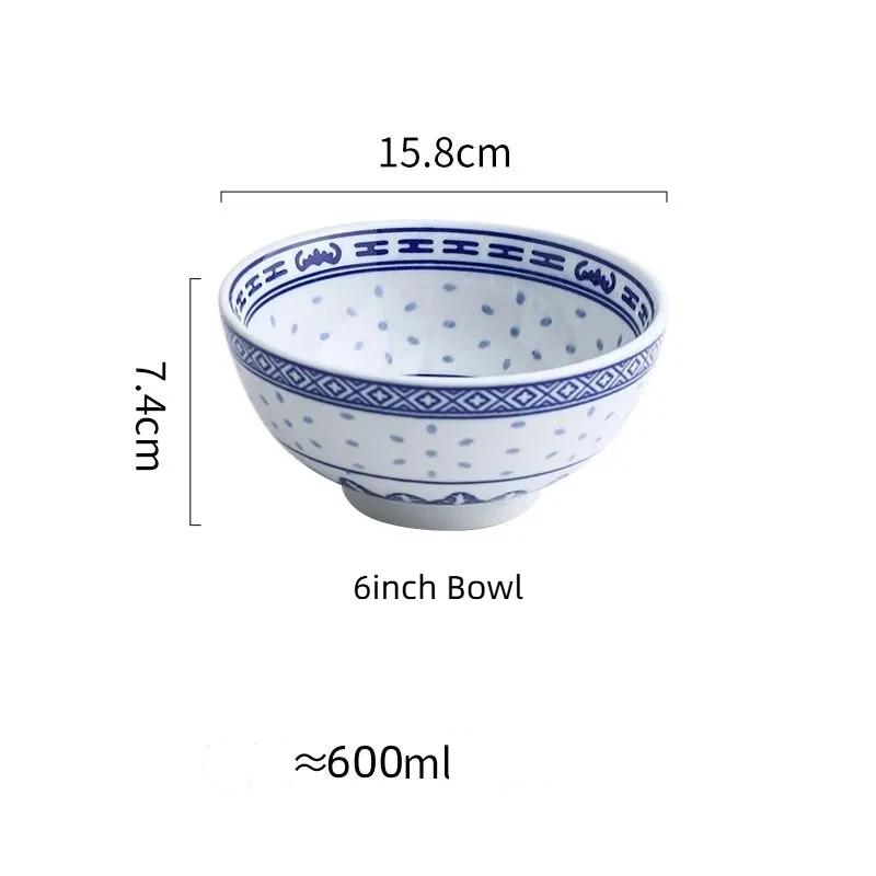 Набор пиал с драконами из сине-белого фарфора – Керамические тарелки для риса и супа с лапшой, подглазурная роспись