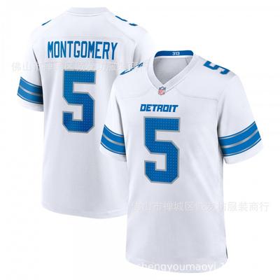 Mens Detroit Lions 5 David Montgomery Football Jersey White S-XXXL