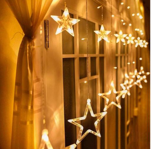 Light curtain LED stars Christmas tree holidays for Christmas tree warm 120 4.7m