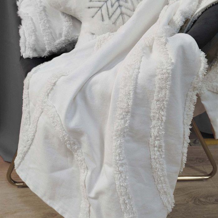 140x200 Cm TUFT White Blanket, by Soleil d'Ocre