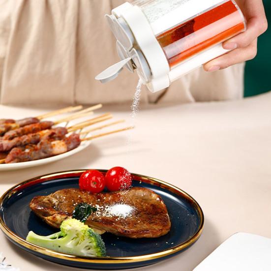 Seasoning Bottle 5-in-1 Transparent Multi-grid Sealed Space-saving Moisture-proof Flip-top Multi-function Salt Sugar Spice Jar Kitchen Tool Cooking