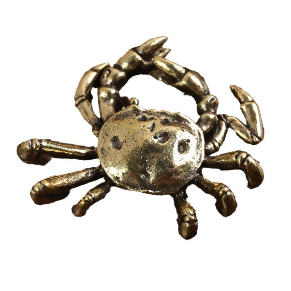 Funny Handmade Crab Small Statue Solid Antique Crab Ornaments Copper Craft Crab Miniatures Tea Pet
