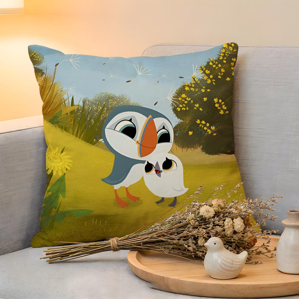 Cushion Cover Linen SkinFriendly Soft Decorative Case for Sofa Home Decor Kwaii Puffin Rock PPreschool Pillow cover