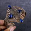 Burmise Sapphire Natural Gemstone Copper Wire Wrap Cuff Bangle Adjustable w6O27