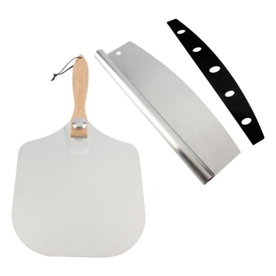Premium Pizza Peel Aluminum Pizza Paddle with Cutter Pizza Spatula with Foldable Wooden Handle Pizza Spatula Paddle for Any Outdoor Indoor Pizza