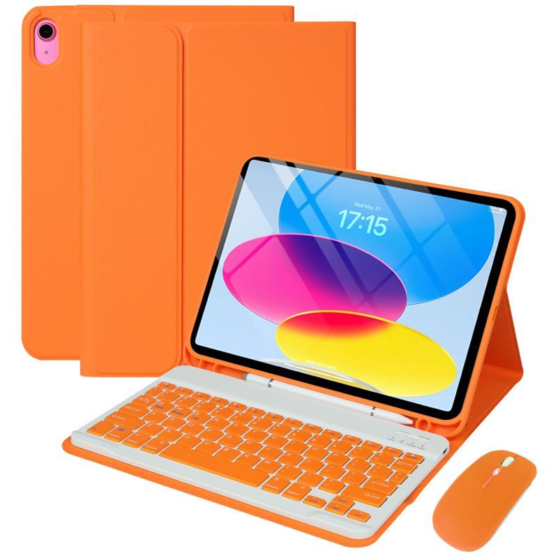 Съемная Bluetooth-клавиатура в кожаном чехле для iPad 10-го/11-го поколения со слотом для стилуса и магнитной защитной оболочкой