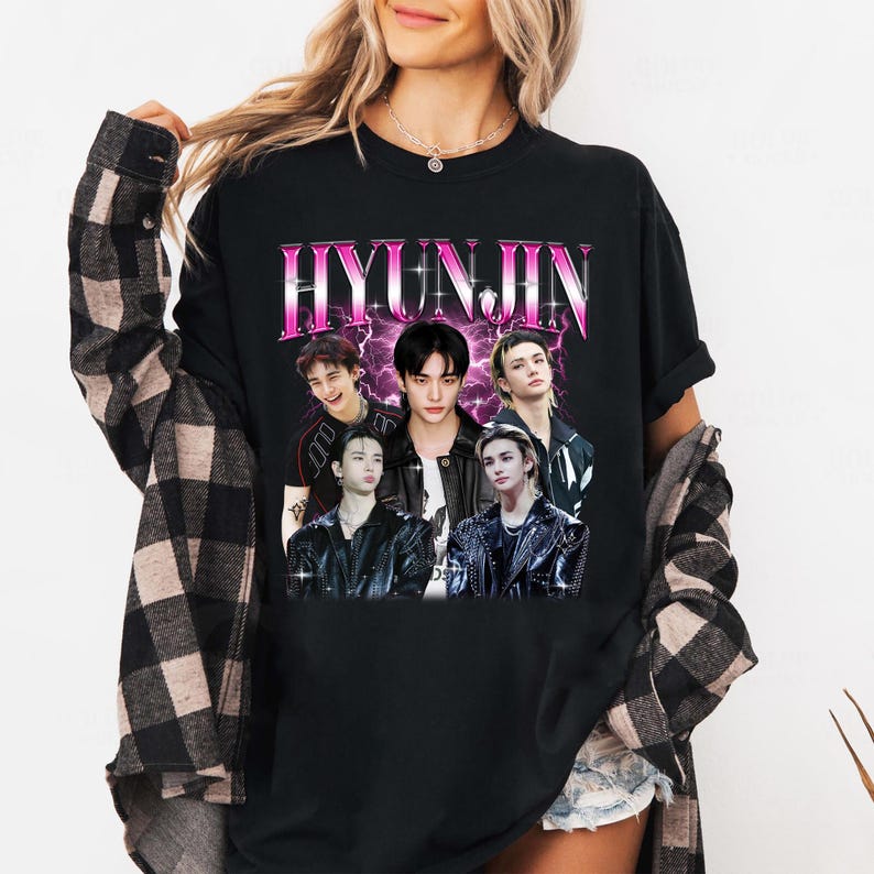 2026 Stray Kids Хёнджин Летняя Мода Модная Футболка Мужская Женская Винтажный Топ Хип-Хоп Уличная Одежда Оверсайз Футболка С Коротким Рукавом Повседневная Одежда