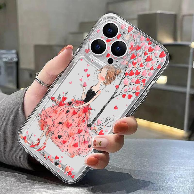Чехол с принтом 'Королева Любви' Pin для iPhone 17 Pro Max Чехол iPhone 16 Pro Max 15 14 13 11 17E Ударопрочный Прозрачный Мягкий ТПУ Силиконовый Чехол