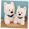 Adorable Scarf White Dog Plush Toy Soft Stuffed Animal For Gifts And Events