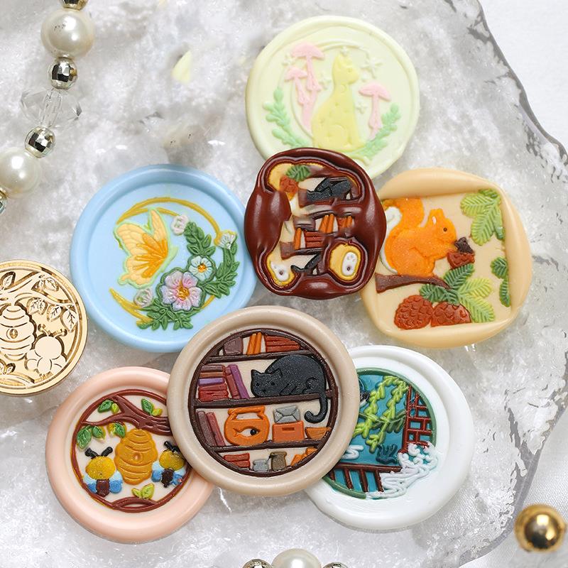 Животное Ботанический восковой штамп Классические восковые штампы Свадебные открытки Декор Кот Голубь Ласточка Еж Олень Белка