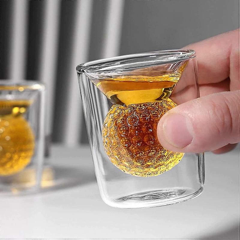 Golf Whiskey Glass, Golf Whiskey Glasses For Men, Golf Gifts For Mens Golfers, Whiskey Glass With Golf Ball Shape Embedded