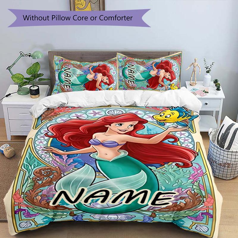 3pcs Princess9 Cover Set - Personalized Name, HD Printed Bedding with 1 Cover and 2 Pillowcases - Perfect for Home Decor, Easy Care