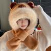 Panda Capybara Hat Scarf Set 3 In 1 Cartoon Plush Hat Earmuff Scarf Hat Glove for Women  Lady