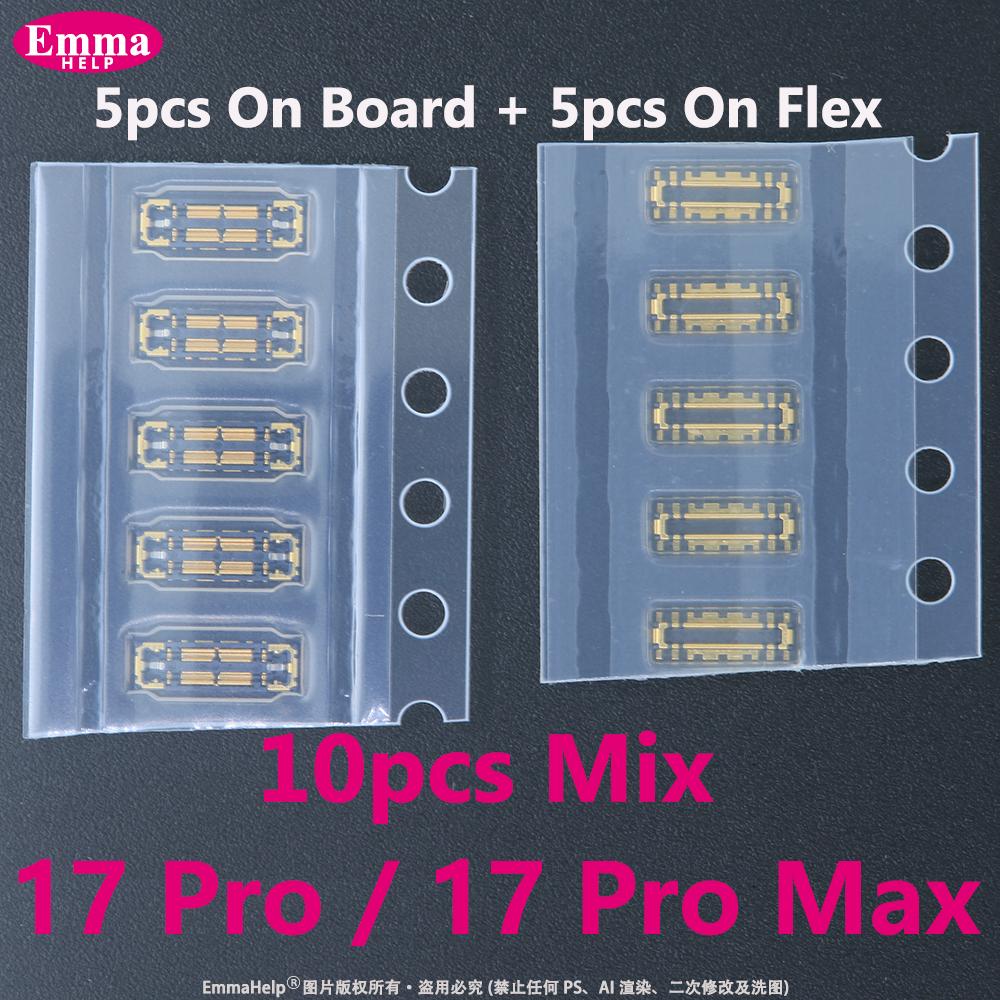 10Pcs Battery FPC Connector for iPhone 17 16 15 14 13 12 11 Pro Max X 8 Plus Battery Terminal on Motherboard Logic Board & Flex