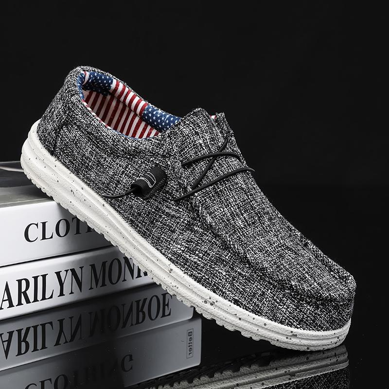 Men Loafers Korean Casual Breathable Flat Comfortable Lazy Canvas Shoes Plus Size