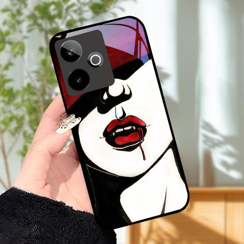 Для Realme GT7 5G Чехол Роскошный Чехол с Рисунком Закаленное Стекло Чехол для Телефона Для Realme GT 7 Fundas Жесткий PC Ударопрочный Корпус Бампер