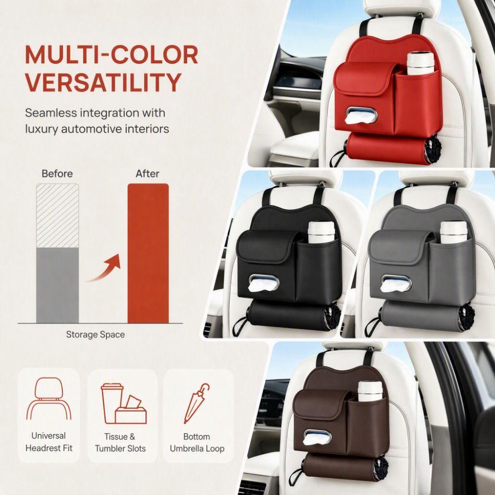 Space Saving Car Backseat Organizer Waterproof Car Seat Back Tissue Box Car Cup Holder Back Seat