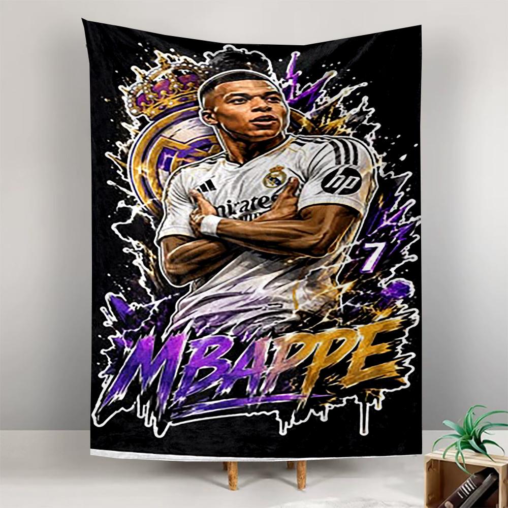 Mbappe Real Madrid jersey crown graphic artwork Patterned tapestry for bedroom and living room home decor sofas