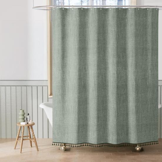 Бохо шторка для душа с кисточками, шторка для душа в стиле фермерского дома с бахромой, занавеска для ванной с люверсами и крючками для дома, автодома, декора ванной комнаты