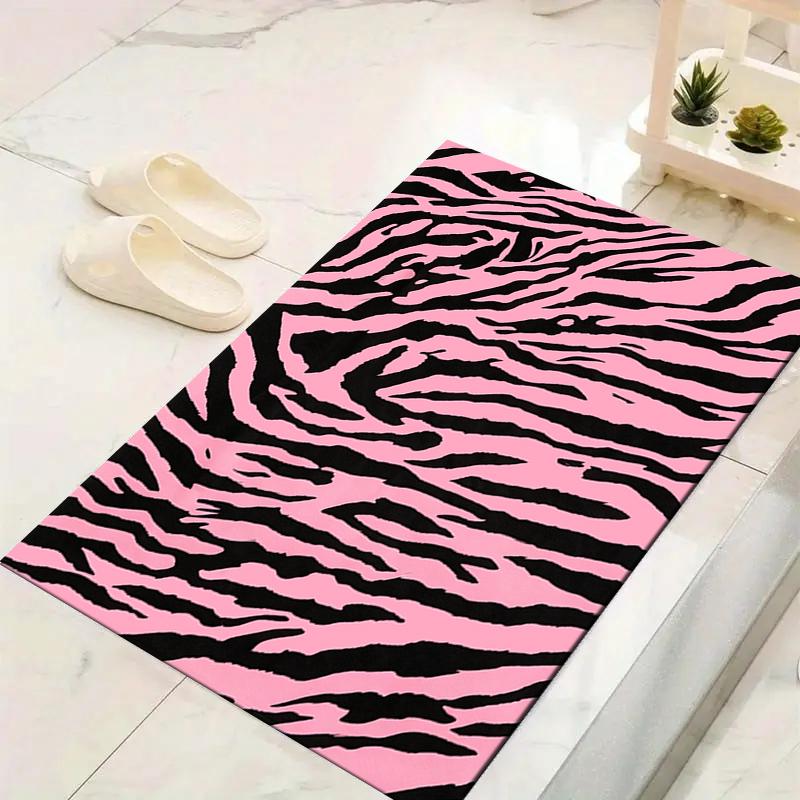 1Pc Pink Tiger Stripes Rug Office Carpet Indoor Outdoor Doormat Nonslip Soft Comfortable Living Christmas Halloween Xmas Gift D924189