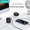 USAMS 30 Вт GaN Выдвижной Компактный Быстрое Зарядное Устройство для Apple и Android (Совместимость с ЕС/Великобританией)