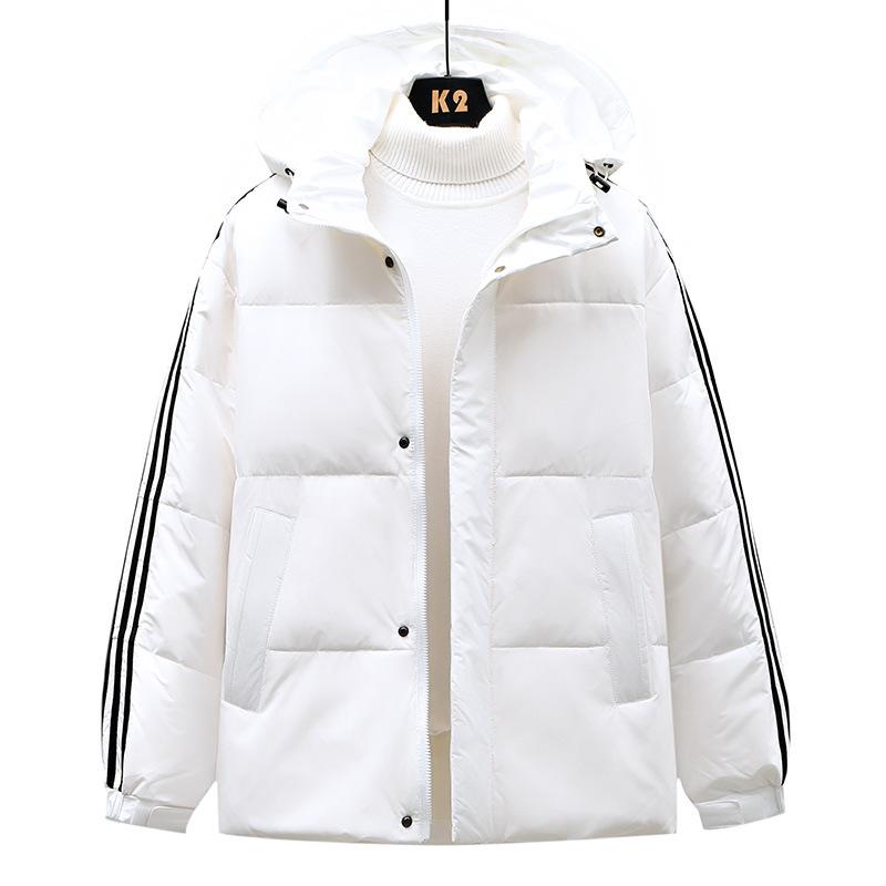 Куртка-пуховик Three Bar, мужская свободная куртка из белого утиного пуха с капюшоном, утолщенный теплый верх