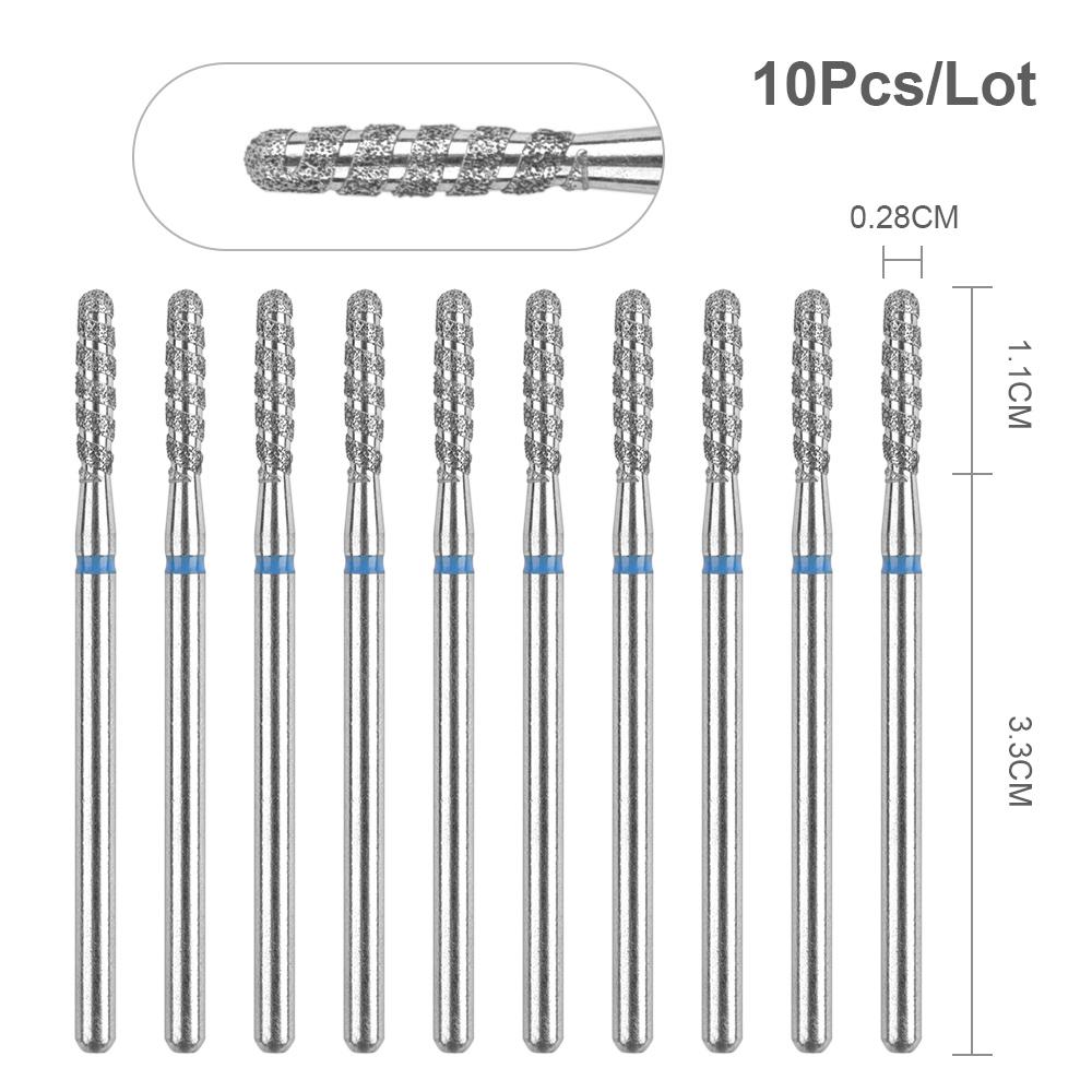 10Pcs Tornado Diamond Nail Drill Bit for Nail Drill 3/32'' Manicure Milling Cutter Cuticle Rotary Burr Drill Accessories