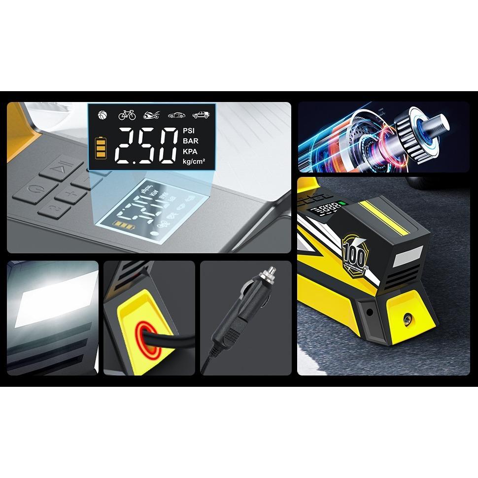 Электрический воздушный насос для автомобиля, воздушный насос 150 PSI, шариковая автомобильная шина, светодиодные зарядные устройства SOS, автоматическая остановка выхода газа