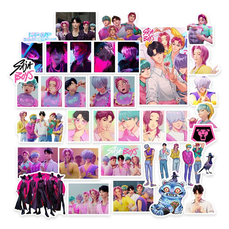 40 Pcs Anime Kpop Demon Hunters Stickers Demon Hunters Tiger Diy Stickers Scrapbooking Phone Luggage Skateboard Waterproof Decal